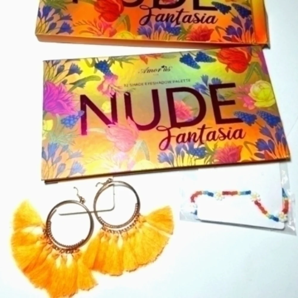 Tangerine Tassel Hoops & Nude Palette Bundle